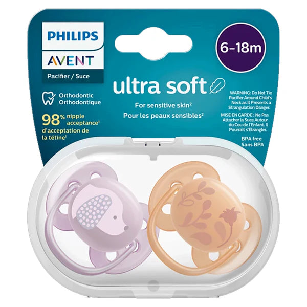 AVENT ULTRA SOFT SOOTHER 6-18M 2PCS GIRL