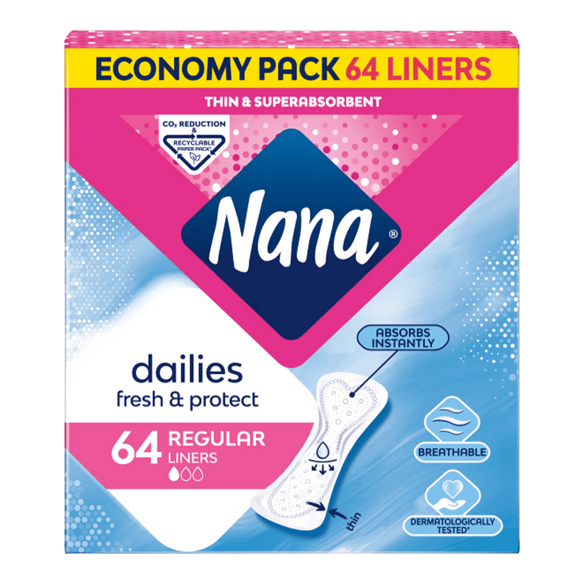 NANA DAILIES FRESH PANTYLINER 64PCS