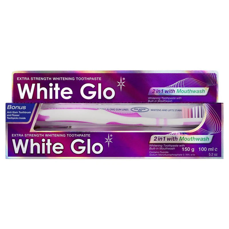 WHITE GLO EXTRA STRENGTH WHITENING T.P 150G + M.W