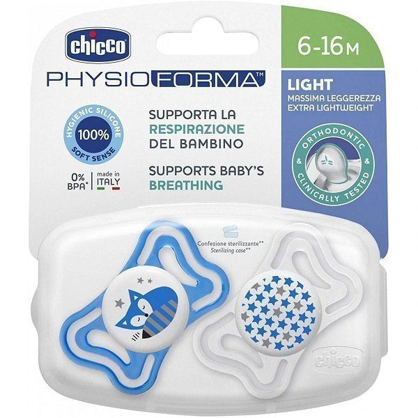 CHICCO PHYSIO FORMA LIGHT SOOTHER 6-16M 2PCS