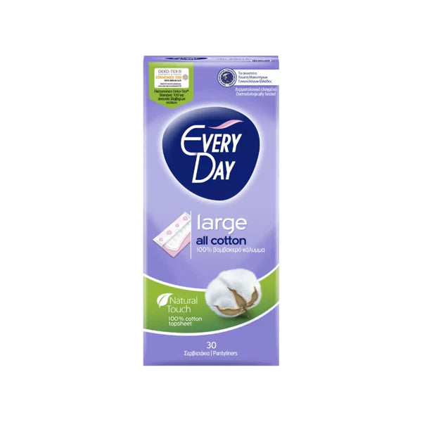 EVERYDAY LARGE EXTRA DRY ALL COTTON PANTYLINERS 30PCS