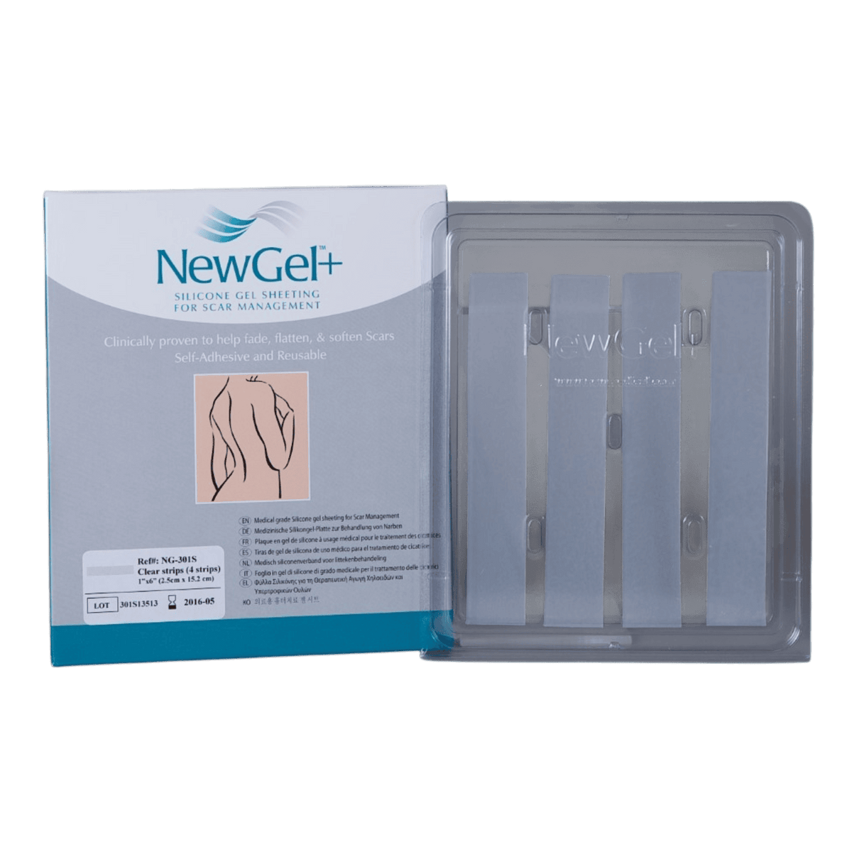 NEWGEL+ SILICONE GEL SHEETING FOR SCAR 2.5CM*15.2CM 4PCS
