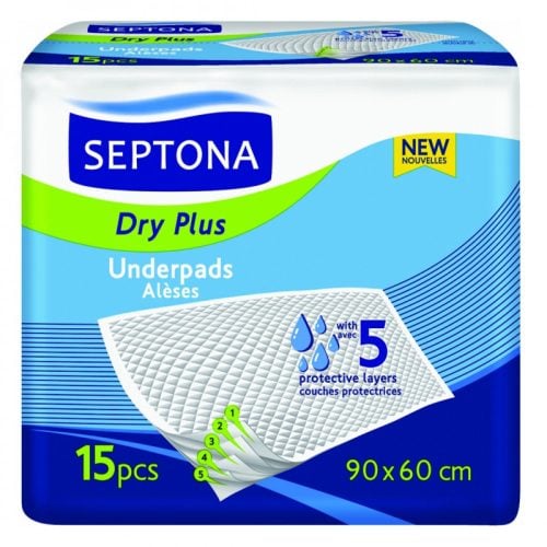 SEPTONA UNDERPADS DRY PLUS 90*60CM 15PCS
