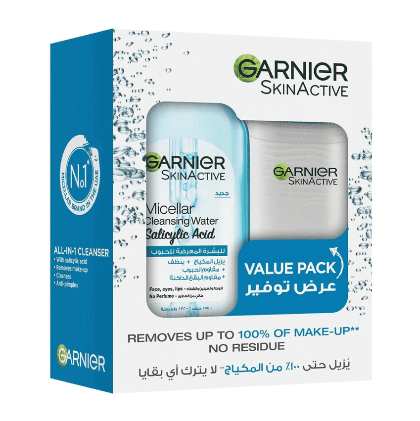 GARNIER MICELLAR CLEANSING SALICYLIC ACID 400ML + COTTON PADS