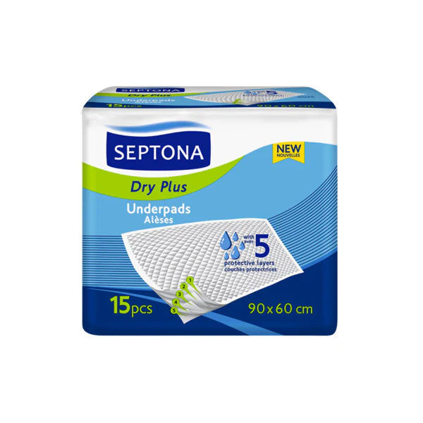 SEPTONA UNDERPADS DRY PLUS 90*60CM 15PCS