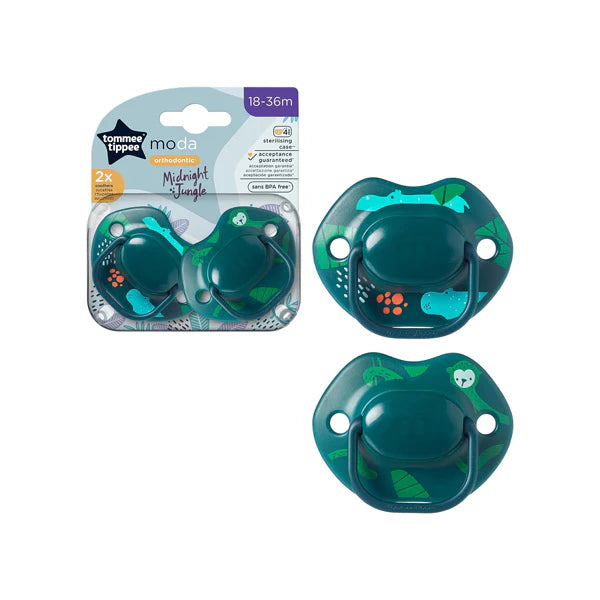 TOMMEE TIPPEE MODA MIDNIGHT JUNGLE SOOTHER18-36M 2PCS GREEN