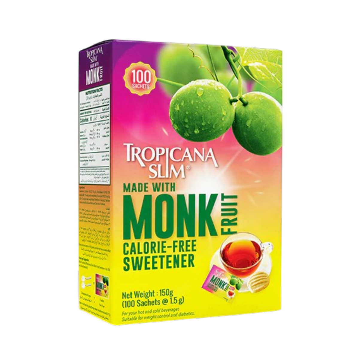 TROPICANA SLIM CALORIE FREE MONK FRUIT SWEETENER 100 SACH