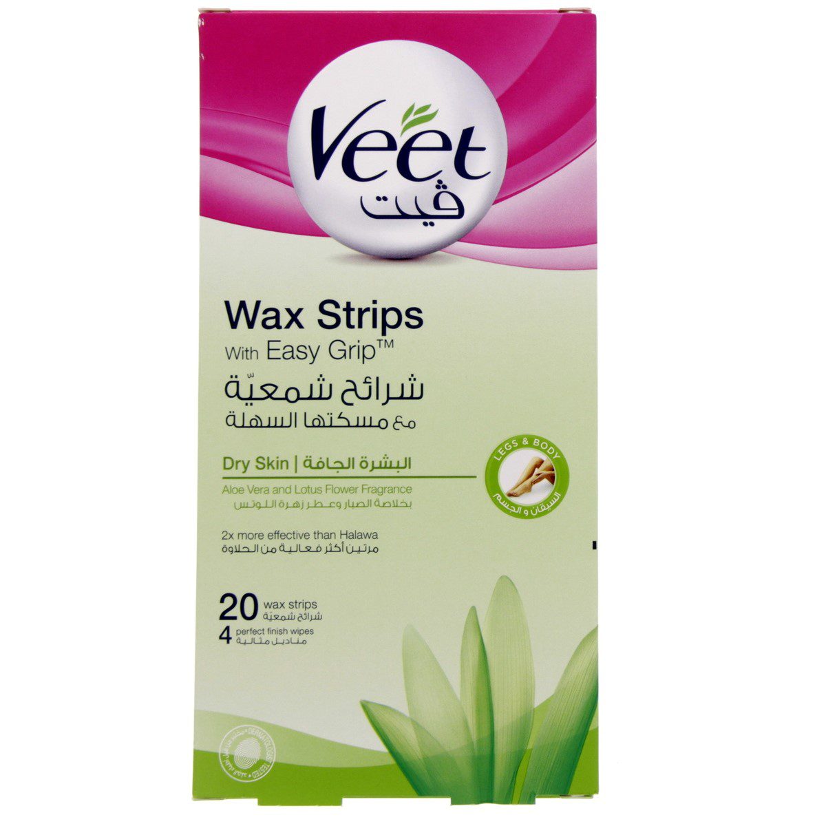 VEET HAIR REMOVER WAX STRIPS FOR DRY SKIN 20PCS