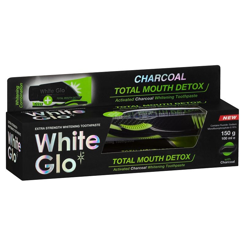 WHITE GLO CHARCOAL TOTAL MOUTH DETOX T.P 150G