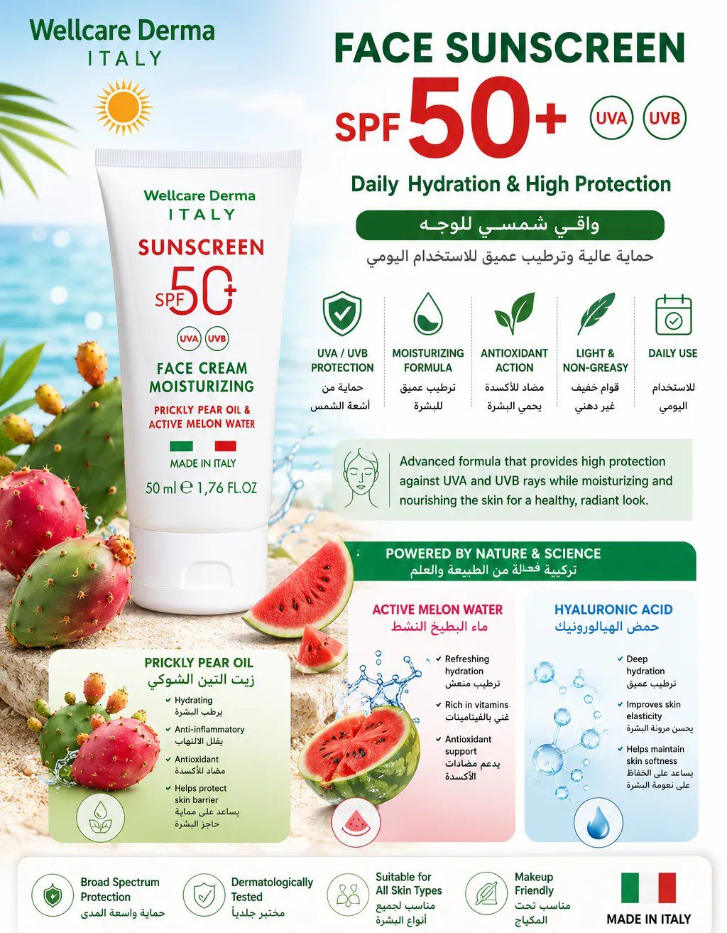 WELLCARE DERMA SUNSCREEN SPF50+ 50ML