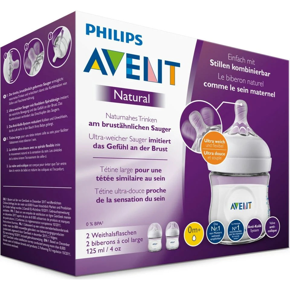 AVENT NATURAL RESPONSE BOTTLE 0M+ 125ML 2PCS
