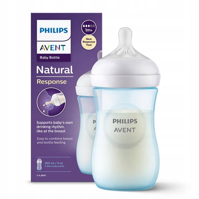 AVENT NATURAL RESPONSE BOTTLE 260ML BLUE