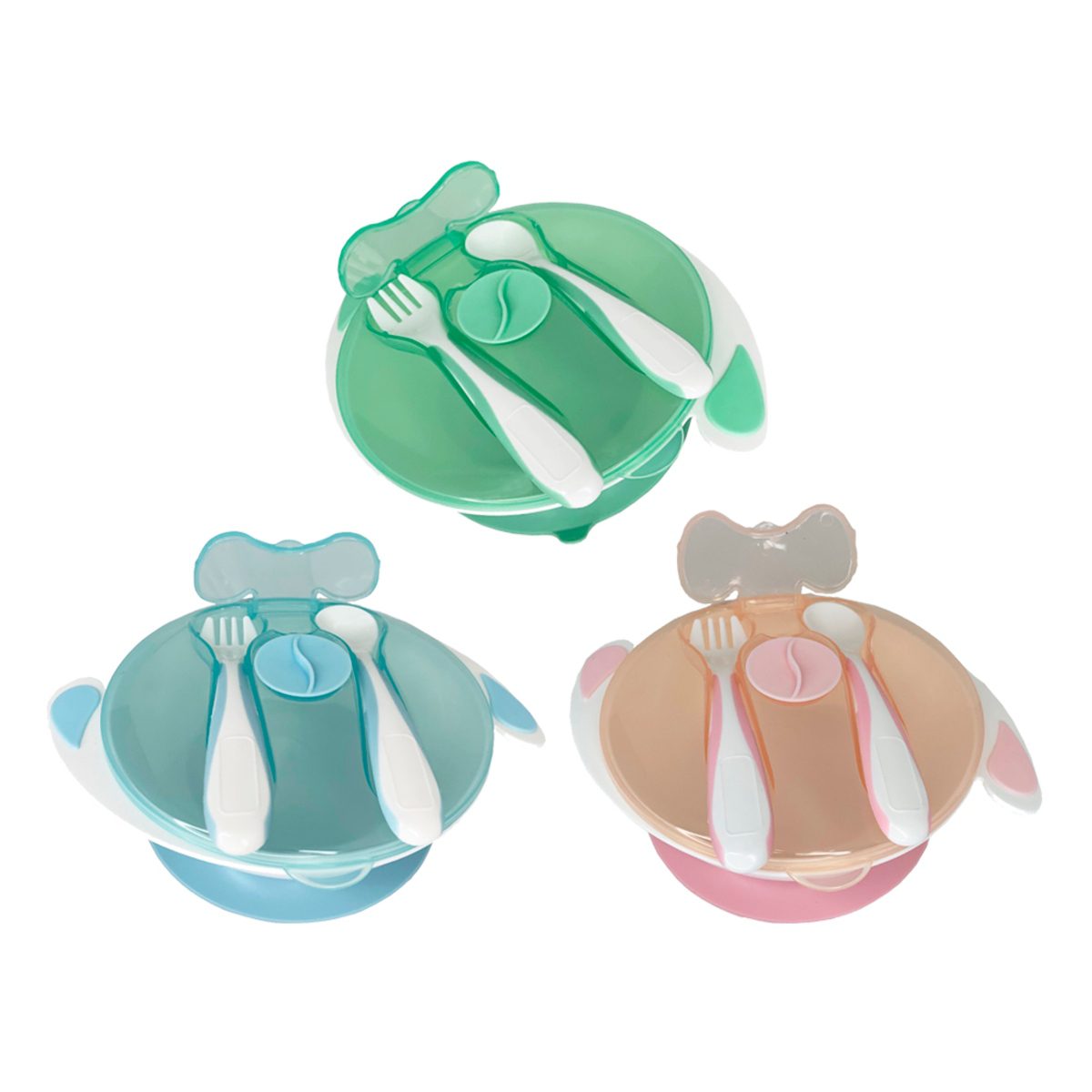 MUMLOVE BABY SUCTION POEI صحن مع ملعقه