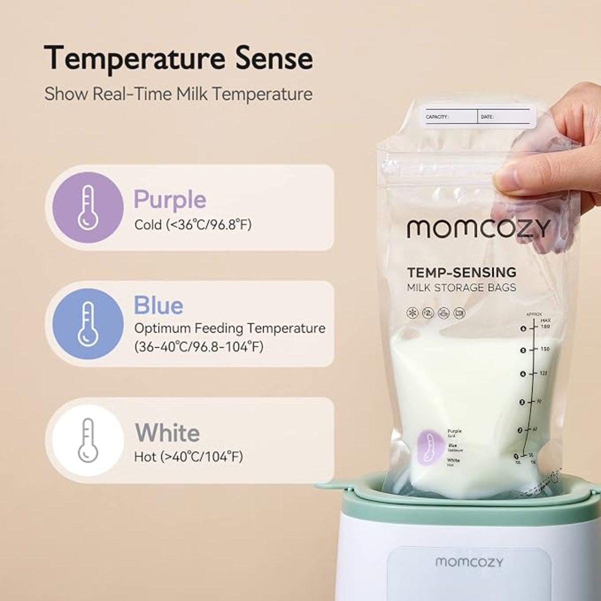 MOMCOZY TEMP-SENSING MILK STORAGE BAGS 50PCS