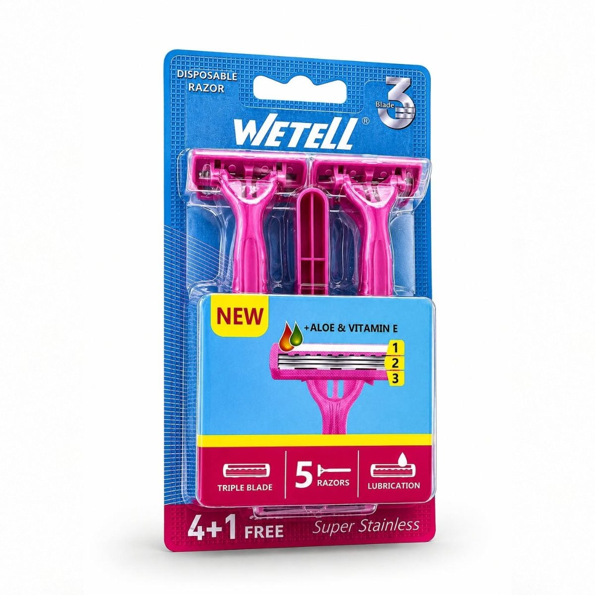 WETELL PINK 3 BLADES 5 PCS