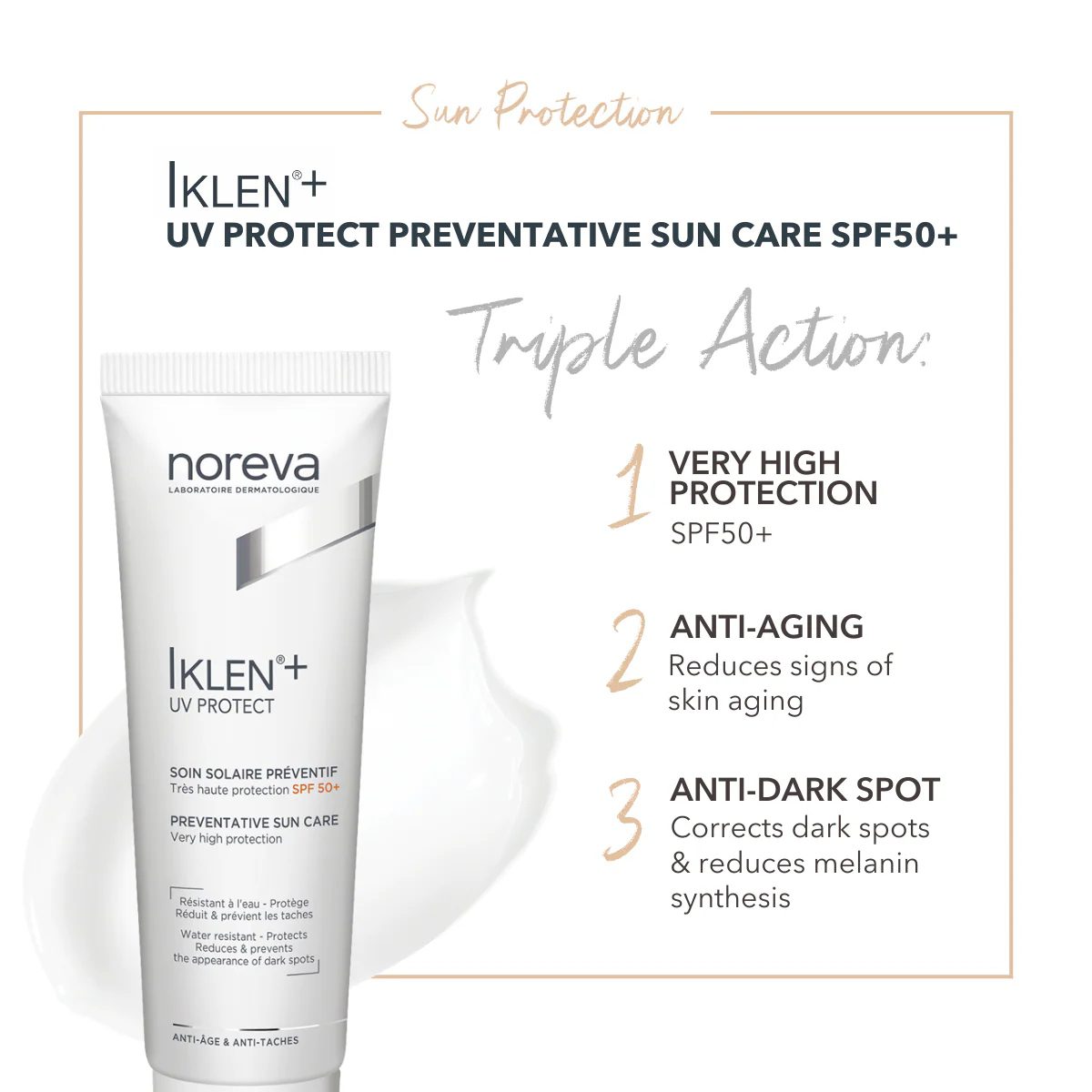 NOREVA IKLEN+ SUNSCREEN ANTI AGE & ANTI TACHES SPF50+ 30ML