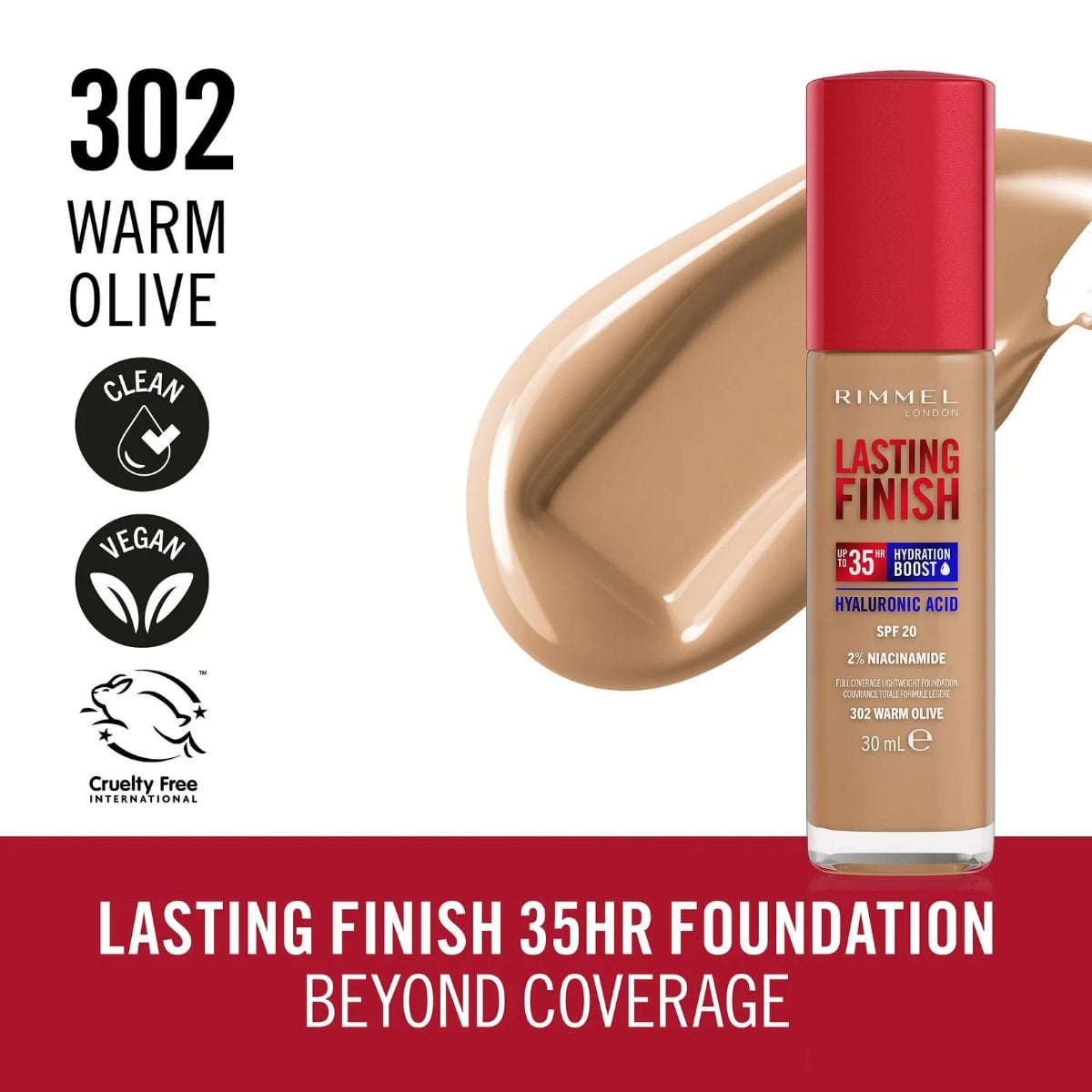 RIMMEL LASTING FINSHING FND WARM OLIVE 302