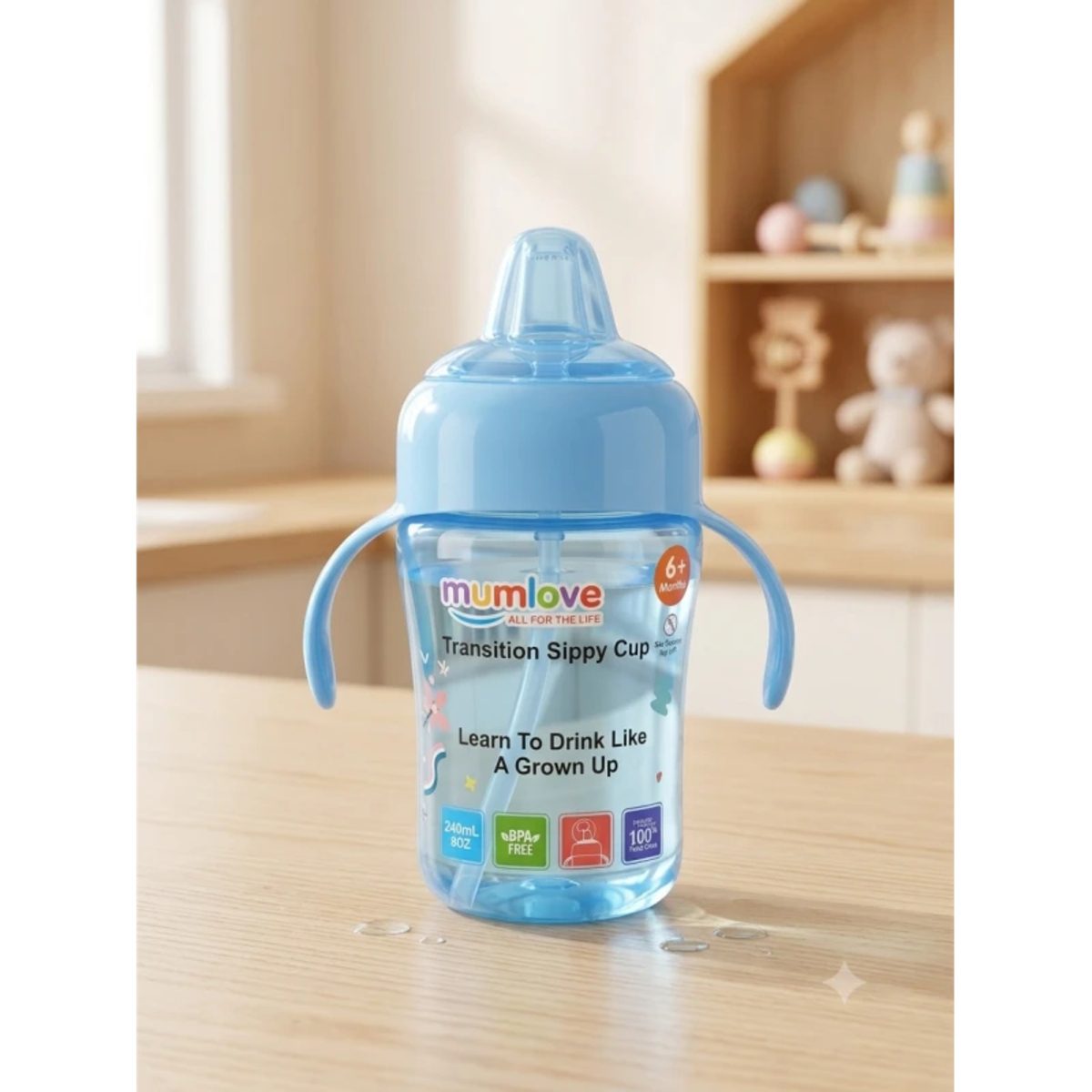 MUMLOVE 240ML كاسه مع حلمه ملون