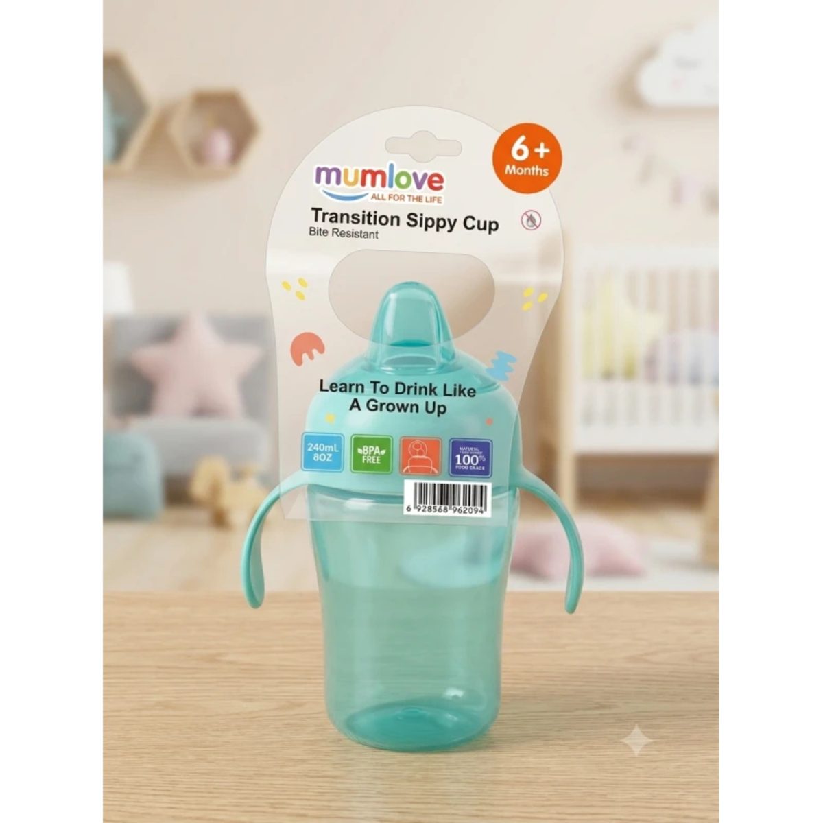 MUMLOVE 240ML كاسه مع حلمه ملون