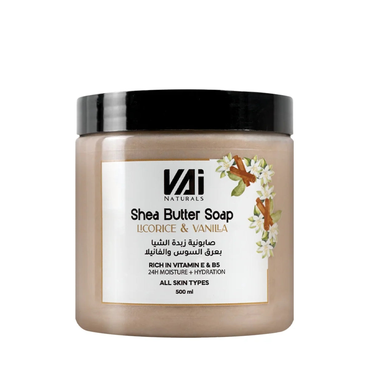 VAI NATURALS SHEA BUTTER SOAP LICORICE&VANILLA 500ML