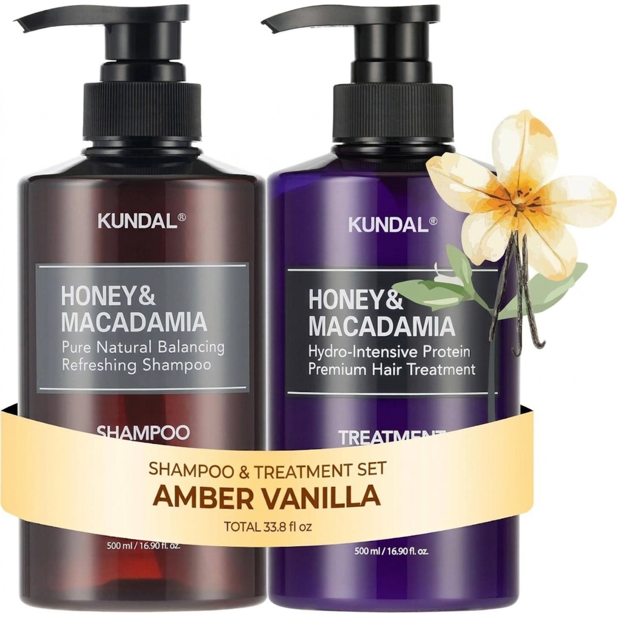 KUNDAL HONEY & MACADAMIA AMBER VANILLA SHAMPOO + TREATMENT 1+1FREE