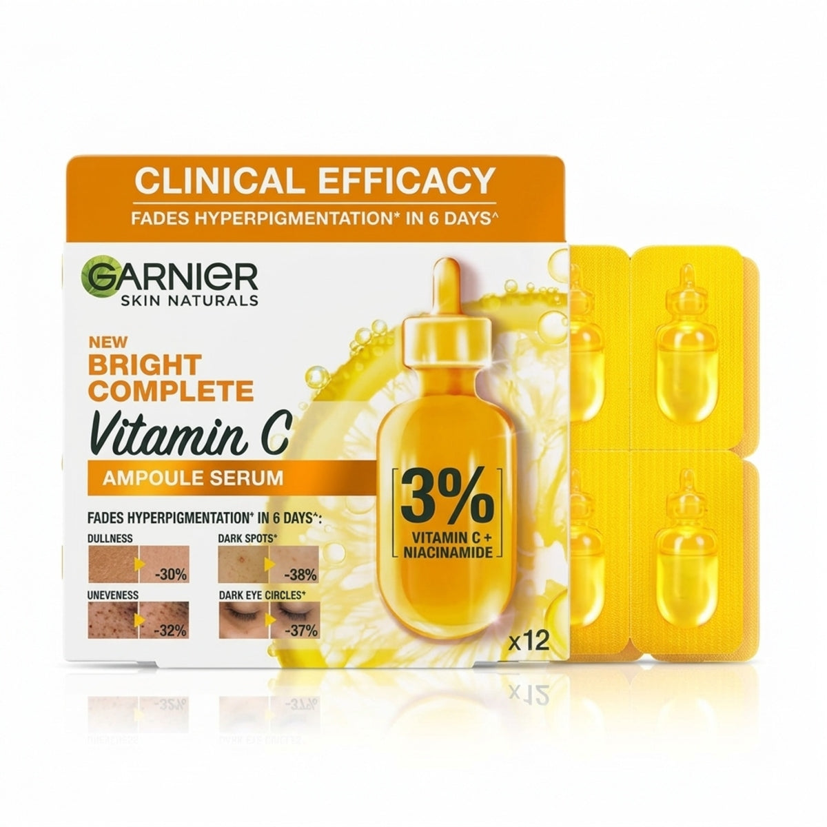 GARNIER FAST BRIGHT VITAMIN C SERUM 12AMP 50%OFF