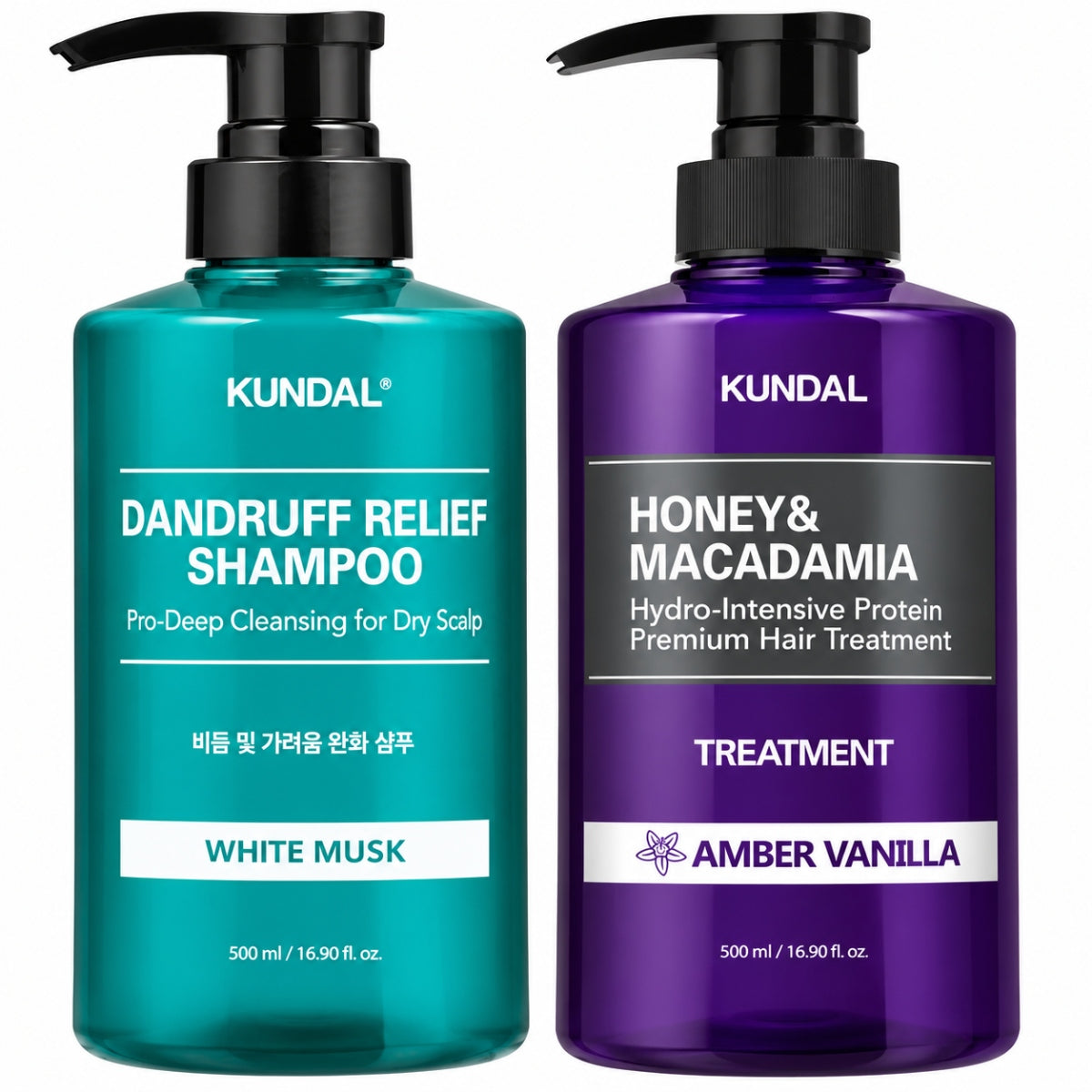 KUNDAL WHITE MUSK DANDRUFF SHAMPOO + AMBER VANILLA TREATMENT 1+1FREE