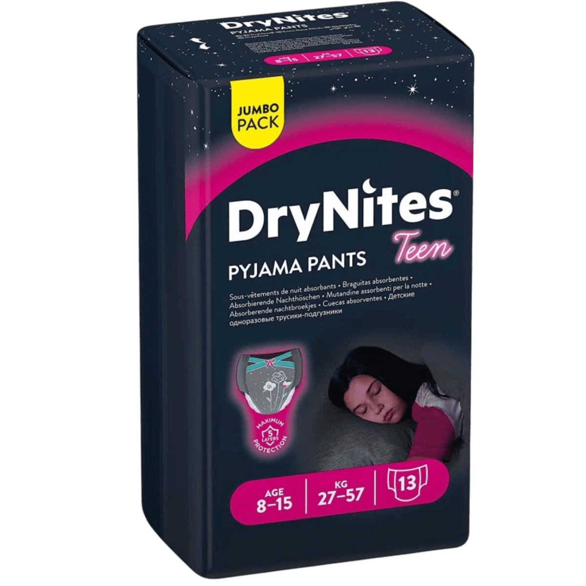 DRYNITES GIRLE 8-15YRS 27-57KG 13 DIAPERS